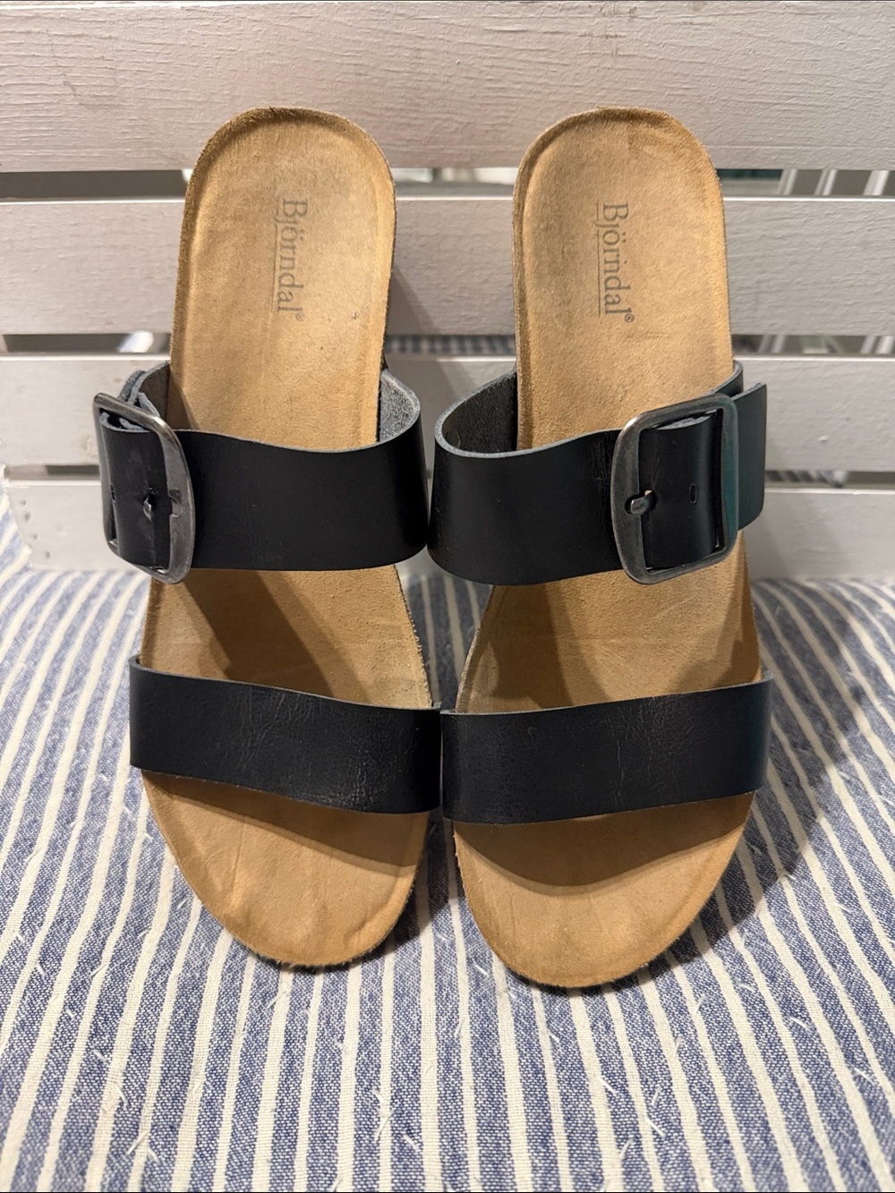 Bjorndal Black Double-Strap Buckle Slide Sandals